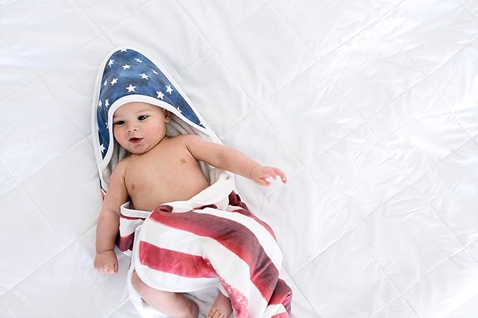Copper Pearl Hooded Bath Towels Premium Knit/Terry Cloth Baby Towels with Hood, Pockets, and Cool Designs - Great to Gift and Make Bath Time Fun - Baby Bath Towel, Patriot