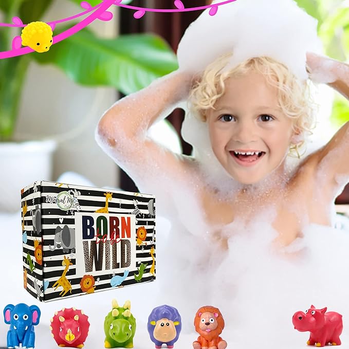 Bath Bombs for Kids with Toys Inside - Organic Bubble Bath Fizzies with Jungle Animal Toys. Gentle and Kids Friendly Spa Bath Balls, Bath Fizz Balls - Stocking Stuffers Christmas Gifts for Boy, Girls