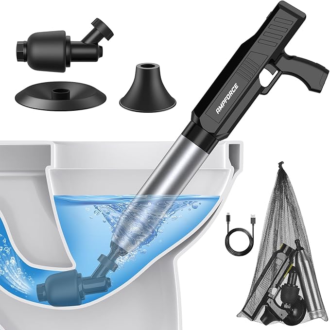 ‌Electric Toilet Plunger for Bathroom, High-Pressure Air Plunger, Heavy-Duty Clog Remover for Toilets, Toilet Drain Unclogger (Ink Black)