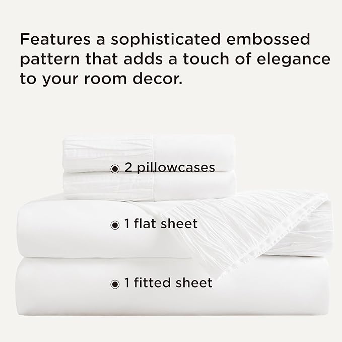 Bedsure King Size Sheets Set - 4 Pieces Soft King Sheets - Breathable & Cooling - Hotel Luxury - Easy Care Polyester Microfiber Bedding for Women, Men, White