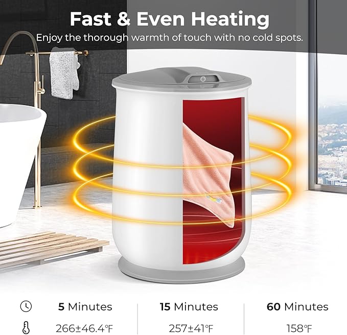 COSTWAY Towel Warmer for Bathroom, 21L Large Towel Heater with Flip-top Lid, Child Safety Lock, 1H Auto Shut Off, Blanket Warmer for Towels, 45” x 70” Bathrobes, Bathroom, Gift for Family
