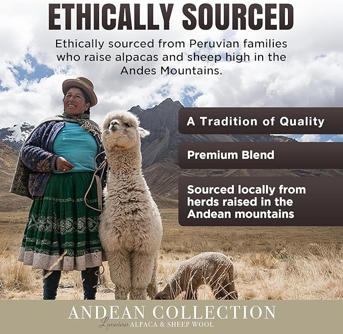 Natural Alpaca & Sheep Wool Blanket – King Size – Heavyweight Warmth, Thick, Breathable, Natural Texture & Scent, 103 x 86 inches, 7.2 lbs