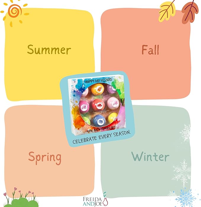 Happy Day Fizzers Aromatherapy 9 Pcs Large Bath Bomb Gift Set for Women – Relaxing Aromatherapy Home Spa Birthday Christmas Gifts for Mom (Happy Day Fizzer 2.0)