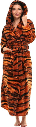 Alexander Del Rossa Womens Robe, Long Plush Bathrobe with Hood, Hooded Robes for Women Plus Size Bath Robe