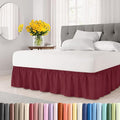 Wrap Around Dust Ruffle Bed Skirt - Burgundy - for King Size Beds with 18 Inch Drop - Easy Fit Elastic Strap - Adjustable Pleated Bedskirt w/Brushed Fabric Wrinkle Free - for Women, Men, Kids & Teens