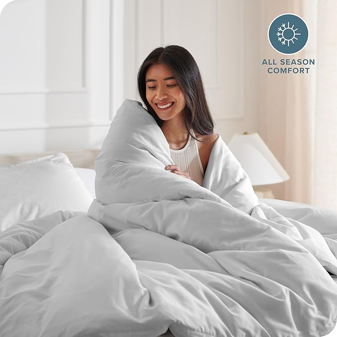 Bare Home Bedding Duvet Cover Oversized King - Premium 1800 Super Soft Collection - Lightweight, Cooling - Soft Breathable Bedding Duvet Cover (Oversized King, Cloud Grey)