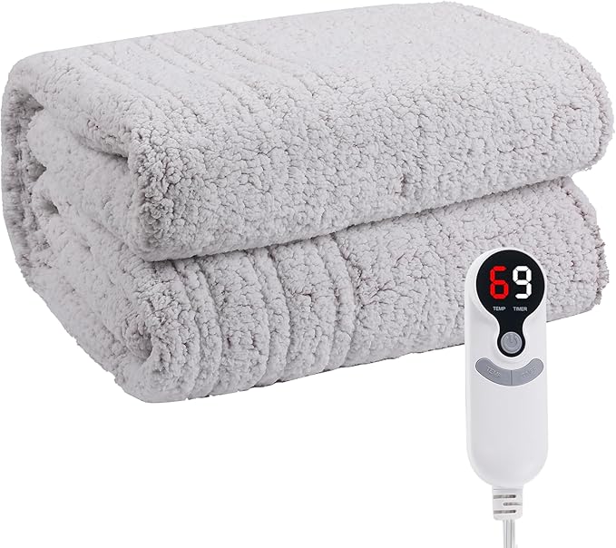 Electric Heated Blanket 6 Heating Settings & 1-10H Auto Off Full 72×84 Double Sided Plush Sherpa Ultra-Soft Warm Thick, Machine Washable, Fast Heating, Home Office Light Gradient Berry Purple