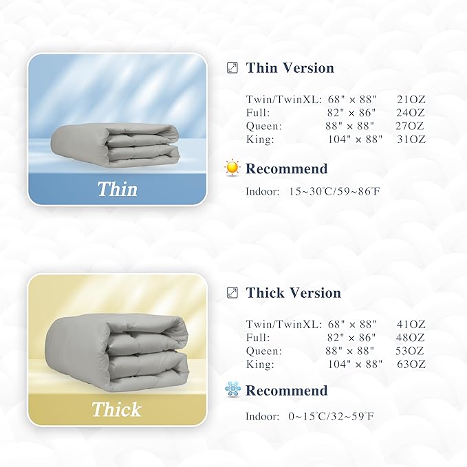 sunflower Comforter Duvet Insert Full Size Down Alternative Filling 100% Cotton Shell All Season Hypoallergenic Warm Breathable Noiseless Silver Gray Machine Washable with Corner Taps