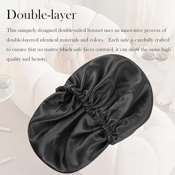 Satin Bonnet Double Layer Silk Bonnet for Sleeping Women Hair Care for Natural Curly