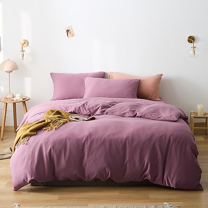 Cottonight Purple Comforter Set King Women Dusty Purple Bedding Set Pale Mauve Blanket Quilts Dark Lilac Soft Breathable 3 Piece Comforter Set for King Bed Women Girls