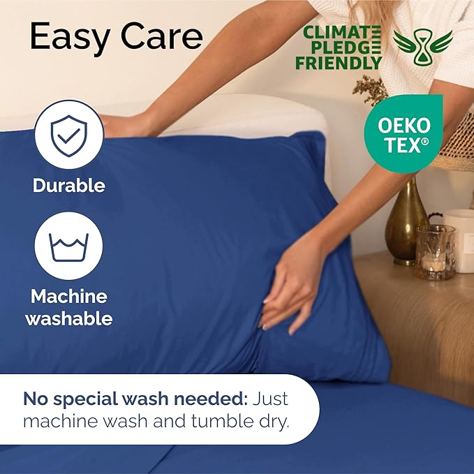 Split King Size 5 Piece Sheet Set - Extra Soft, Breathable & Cooling Sheets - Hotel Luxury Bed Sheets for Women & Men - Deep Pockets, Easy-Fit & Wrinkle-Free Sheets - Cobalt Blue Oeko-Tex Bed Sheets