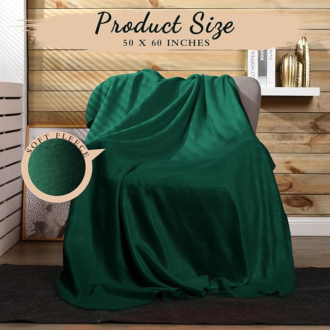 Kinlop Fleece Blanket Bulk 60 x 50 Inch Soft Lightweight Fleece Cozy Blanket Warm Throw Plush Pet Throw for Bed Couch Sofa Home Office Wedding Gifts Travel Camping(Turquoise Green,40 Packs)