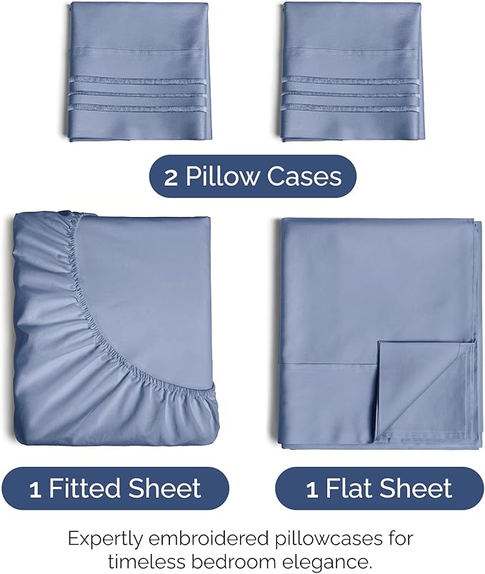 Queen Size 4 Piece Sheet Set - Extra Soft, Breathable & Cooling - Hotel Luxury Durable Bed Sheets - Deep Pockets, Easy-Fit & Wrinkle-Free - Dusty Purple Oeko-Tex