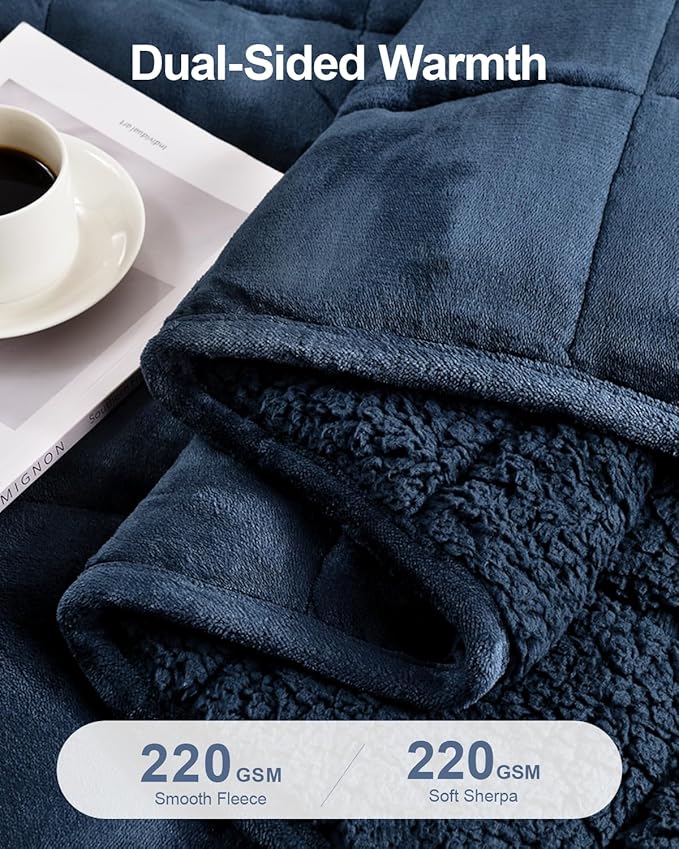 Super Fuzzy Soft Sherpa Fleece Weighted Blanket, 15 lbs Dual Sided Fluffy Heavy Weighted Blankets for Adults - No Bunching with Double Layers of Soft Inner Lining (48"x 72", 15 Pounds)