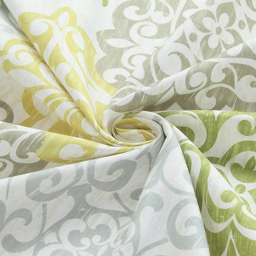 90 Inch Fabric Shower Curtain, Extra Long Green Yellow Grey Boho Medallion Print Shower Curtains for Bathroom, 72" W x 90" H