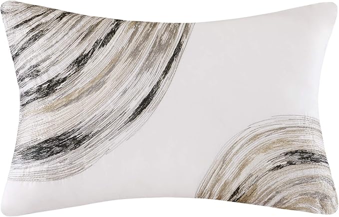 Madison Park Essentials Cal King Comforter Set, Bed in a Bag, Watercolor Print Coastal Comforter & Chambray Cotton Sheet Set, All Season Bedding Set, Saben, Taupe Cal-King (104 in x 92 in) 9 Piece
