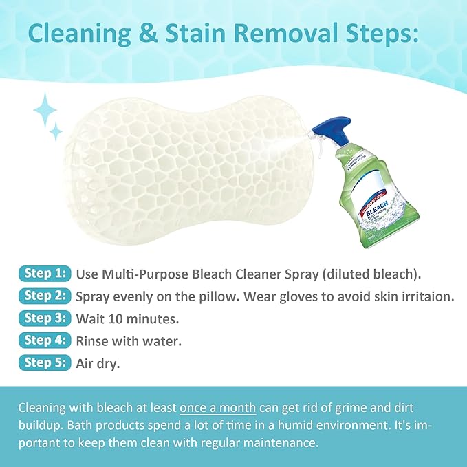 Sunlit Bath Jello Mini Gel Bath Pillows, Lumbar Pillow for Bathtub, Back Support Pillow, Gel Pillow with Non-Slip Suction Cups for Lumbar, Back Rest Support, Transparent White