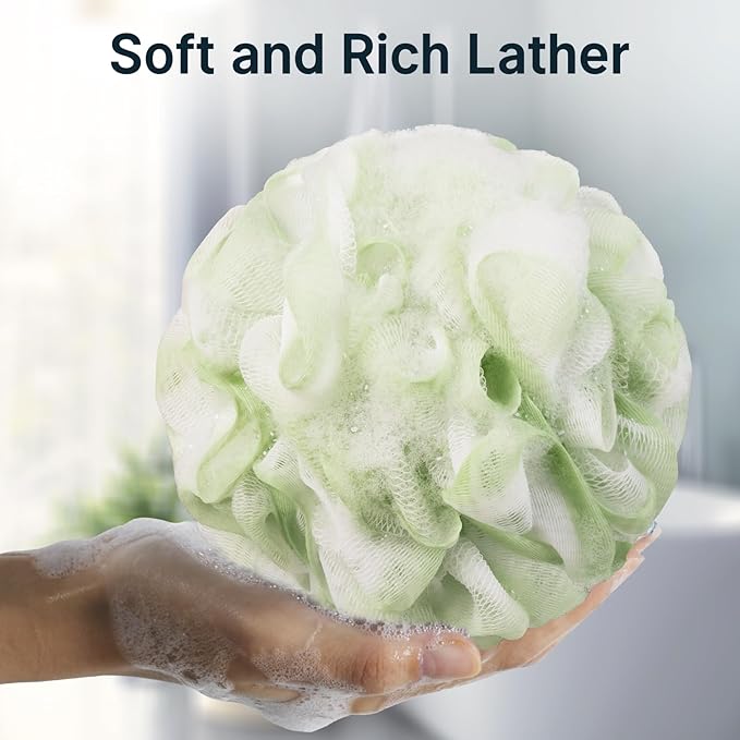 AmazerBath Loofah Sponge, Shower Loofah 60g/PCS - Body Scrubber Loofa Set of 3 Cotton Candy Trio, Bath Sponge for Men and Women