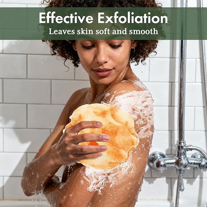 African Net Sponge Authentic 3 Pieces with Storage Bag, African Exfoliating Net Sponge Washcloth, Exfoliating Body Scrubber Bath Sponge Bathing Accessories (Blue & Black & Golden)