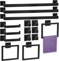 15 Pieces Bathroom Hardware Set, Matte Black Bathroom Accessories Set, Towel Racks for Bathroom, 23.6 Inch Bath Towel Bar Set Stainless Steel, Toilet Paper Holder Wall Mounted, Towel Ring, Towel Hook