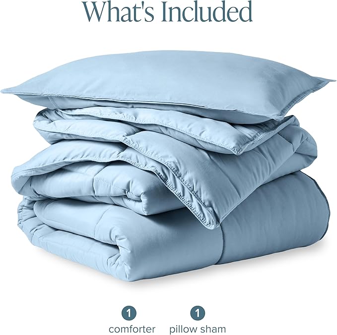 Bare Home Comforter Set - Twin/Twin Extra Long Size - Ultra-Soft - Goose Down Alternative - Premium 1800 Series - All Season Warmth (Twin/Twin XL, Light Blue)