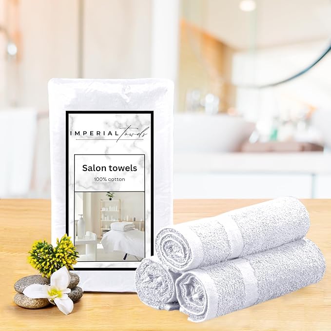 Hand Towels (Pack of 24) White Economy Towels Salon Towels - 100% Cotton Spa Towel– 16 x 27 Inches Highly Absorbable, Facial, Gym, Hair Face Towels Bulk