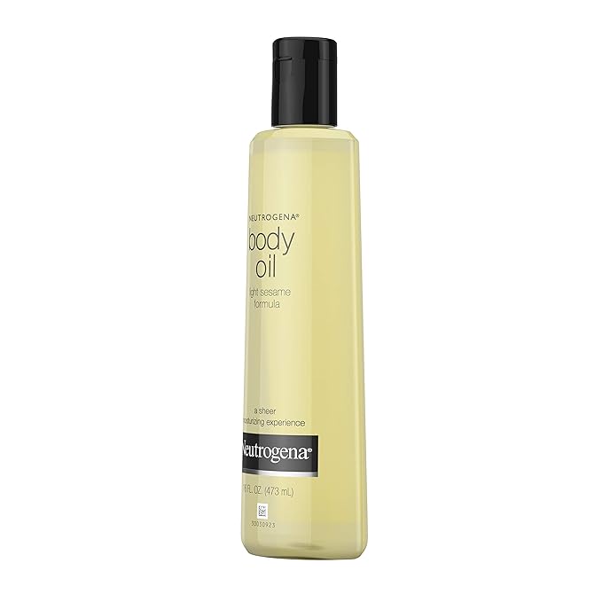 Neutrogena Body Oil Light Sesame Formula, 16 fl oz, Radiant Glow Moisturizer for Dry Skin, Bath & Shower Oil For Smooth and Hydrated Skin