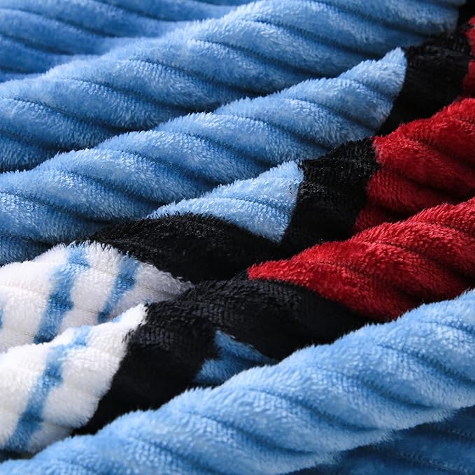 PU MEI Sherpa Blanket Fleece Throw Blanket Queen Plaid Thick Bed Blanket, Soft Warm Cozy Throw Blanket, 80”*90” Zebra-Wine Blue