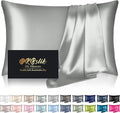 Mulberry Silk Pillow Cases Queen Size, Silk Pillowcase for Hair and Skin, Both Sides Natural Silk Satin Pillowcase for Sleeping Women with Zipper, Gifts for Women Men, Silver Grey