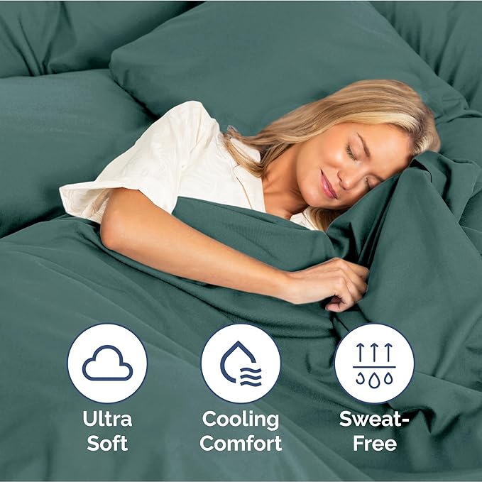 Queen Size 4 Piece Sheet Set - Extra Soft, Breathable & Cooling Sheets - Hotel Luxury Durable Bed Sheets for Women & Men - Deep Pockets, Easy-Fit & Wrinkle-Free Sheets - Dusty Teal Oeko-Tex Bed Sheets