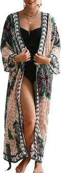 Women Casual Open Front Lightweight Cardigan Long Beach Kimono Cover Up