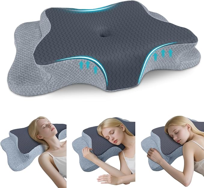 Cervical Pillow for Neck Pain Relief, Memory Foam Pillow, Ergonomic Contour Bed Pillow, Soft for Side Sleep Stomach Sleeping and Back Sleepers