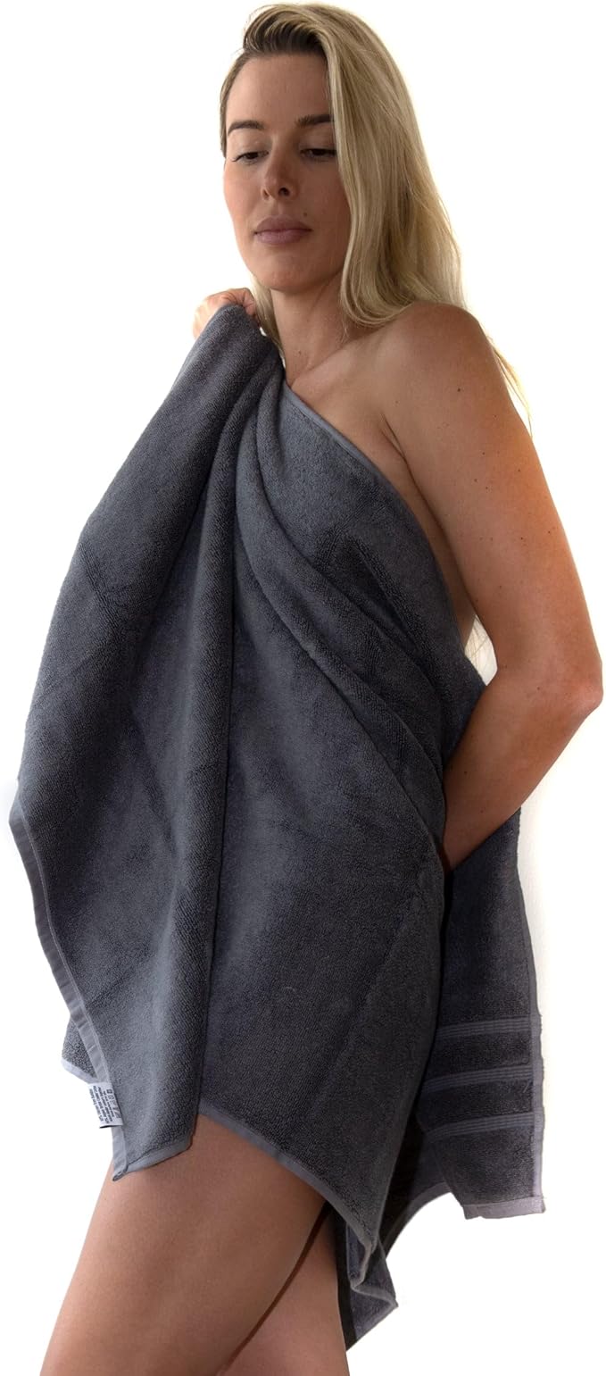 Mosobam Luxury Turkish Bath Towels 30X58 Navy Blue Oversize 700 GSM Bamboo Viscose & Aegean Turkish Combed Cotton