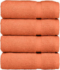 Luxury Hotel & Spa Ultra Soft Hand Towels 100% Turkish Cotton - Coral - Set of 4