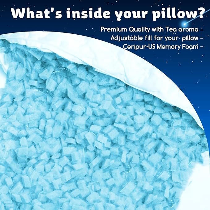 Cooling Side Sleeper Pillow for Neck and Shoulder Pain, Luxury Shredded Memory Foam Firm Cool Bed Pillows for Sleeping Set of 1- Adjustable Standard Size- Washable Cover Original White