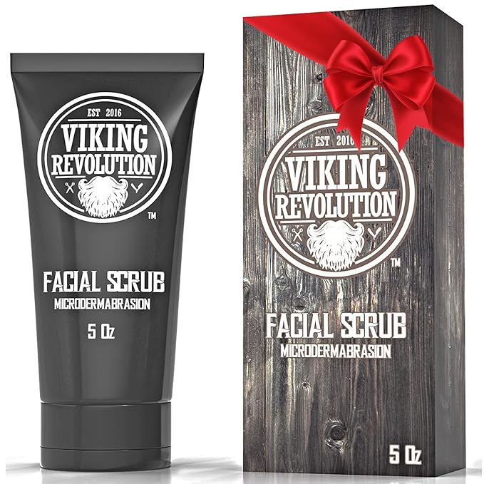 Viking Revolution Microdermabrasion Face Scrub for Men - Facial Cleanser for Skin Exfoliating, Deep Cleansing, Removing Blackheads, Acne, Ingrown Hairs - Men's Face Scrub for Pre-Shave (1 Pack)