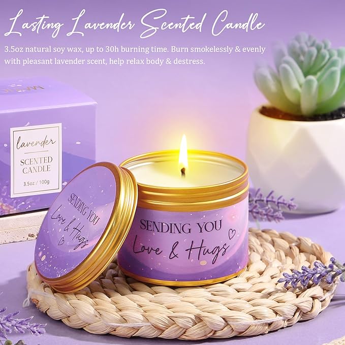 Christmas Birthday Gifts for Women, Self Care Get Well Soon Gift Baskets for Women, Lavender Relaxing Spa Gift Care Package w/ Blanket, Unique Gifts Idea for Mom Her Wife Girlfriend Best Friend Sister