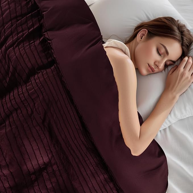 NEXHOME PRO California King Duvet Cover, Blue 3 Pieces Boho Tufted Duvet Cover Set, Soft and Lightweight Microfiber Comforter Cover Set (Burgundy,104 x 98)-No Comforter