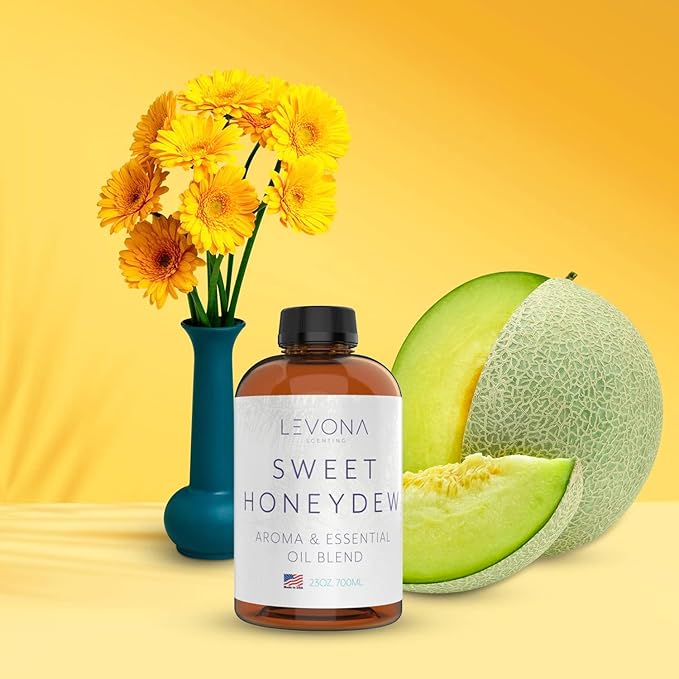 Levona Scent Oil Diffuser Essential Oils: Essential Oils Home Luxury Scents - Sweet Honeydew Essential Oil - Sweet & Fresh Notes of Nectarine and Floral Rose Essential Oil - 700 Ml Fragrance Oils