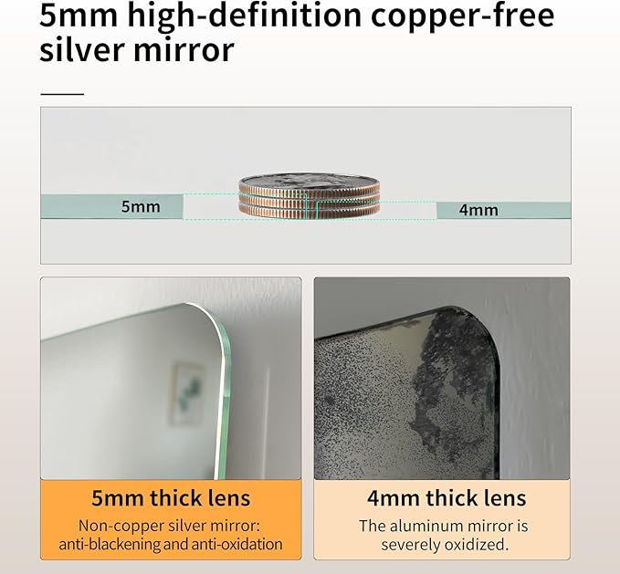 Arched Shaped LED Bathroom Mirror with dimming Lighting, 24V, 3 Color temperatures, defogger, 5MM Silver Glass (48" L x 30" W)