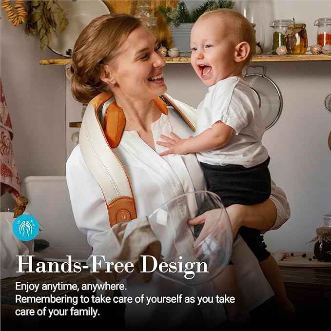 Shiatsu Neck Massager with Heat - Cordless 4D Expert Neck Shoulder Massage for Pain Relief,Upgarded Kneading Massager for Muscle Relaxation, Gifts for Men Women