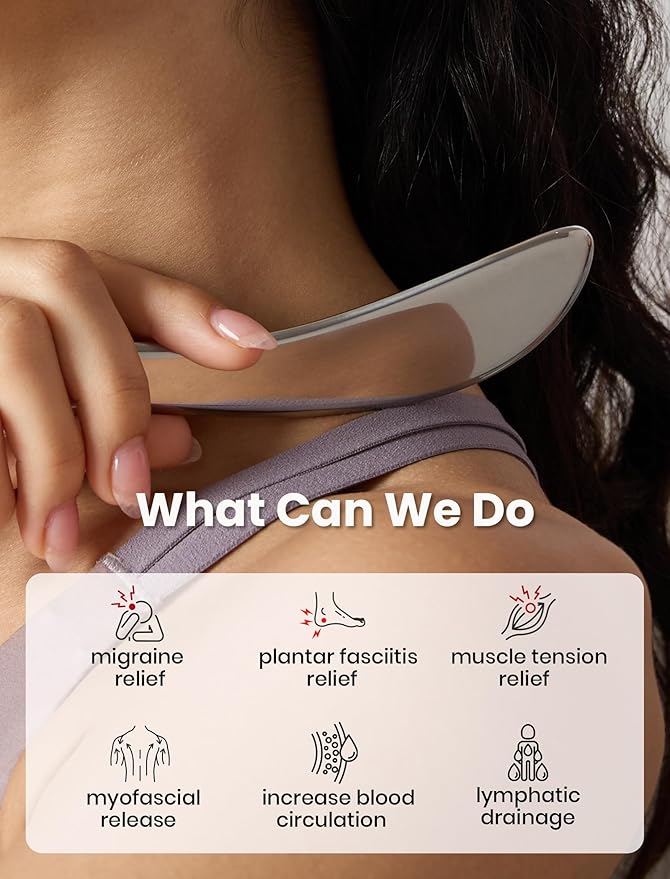 lifechill Stainless Steel Gua Sha Body Tool, Metal Muscle Scraper Tool for Physical Therapy, Fascia Massage Tools for Pain Relief Deep Tissue, IASTM for Self Care Routine