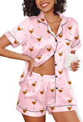 Ekouaer Pajamas for Women Set Silk Satin Pjs Shorts Sleepwear 2 Piece Loungewear S-XXL