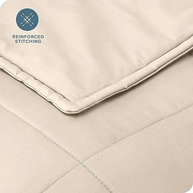 Bare Home Weighted Blanket Queen Size 20lb (60" x 80") for Adults - All-Natural 100% Cotton - Premium Heavy Blanket Nontoxic Glass Beads (Sand, 60"x80")