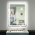 SMIROR LED Bathroom Mirror with Lights 24"x 32", Rounded Rectangle Lighted Vanity Mirror for Wall, Front Lit and Backlit, 3 Colors, Dimmable, Anti-Fog, Tempered Glass (Horizontally/Vertically)