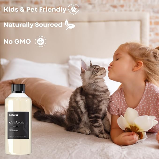 Scentia Hotel Diffuser Oil Inspired by The Delano Beach Club Hotel Scent - 500 mL 16.9 fl oz - Essential Oil Blend Orange, Green Tea for Aromatherapy Diffusers - California Breeze, Thanksgiving Gift