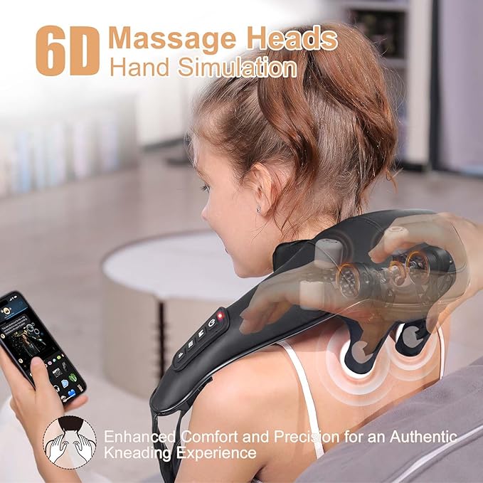 Shiatsu Back and Neck Massager, Cordless Shoulder Massager with Heat, Electric Deep Tissue 3D Kneading Massage Pillow for Shoulder, Leg, Body Muscle Pain Relief, Gifts for Men Women