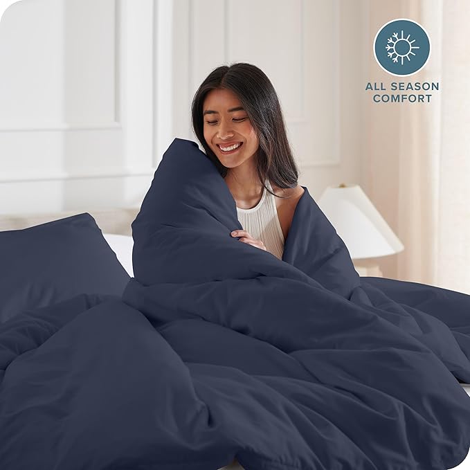 Bare Home Bedding Duvet Cover King Size - Premium 1800 Super Soft Collection - Lightweight, Cooling - Soft Breathable Bedding Duvet Cover (King, Midnight Blue)