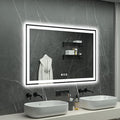 55"x 36" LED Bathroom Mirror with Lights, Double Lighting Sources Dimmable, Backlit + Front Lit, Anti-Fog, 3 Colors Lighted Bathroom Vanity Mirror for Wall Tempered Glass (Horizontal/Vertical)
