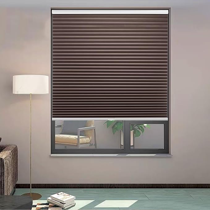 MYshade 1.5-Inch Cellular Cordless Blackout Shades,Thermal Insulating Noise Reducing Waterproof Blinds,Honeycomb Window Treatments for Indoor Light Control (Taupe-48 W x 72" H)